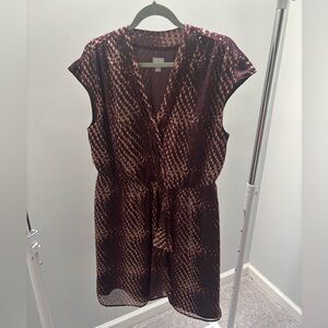 Converse Burgundy Abstract Ruffle Dress